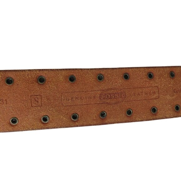 FOSSIL Women's Brown Tooled Leather Studded Belt S - Picture 6 of 8